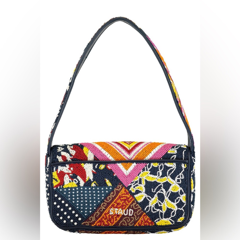 Staud Tommy Beaded Bag Patchwork Foulard